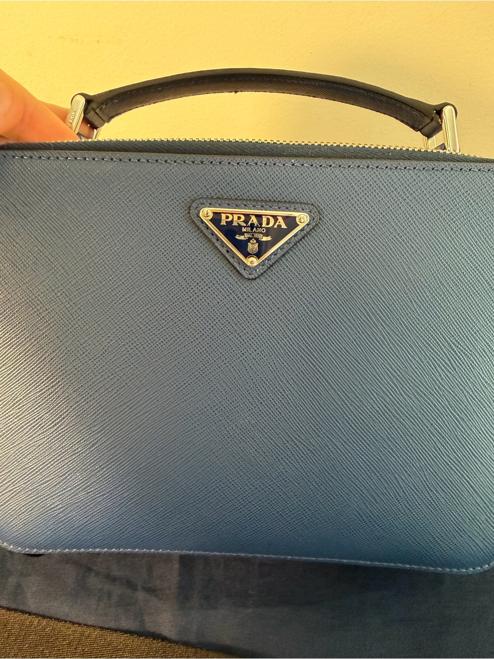 Prada Brique Medium Saffiano Leather Bag in Blue - Picture 5 of 11